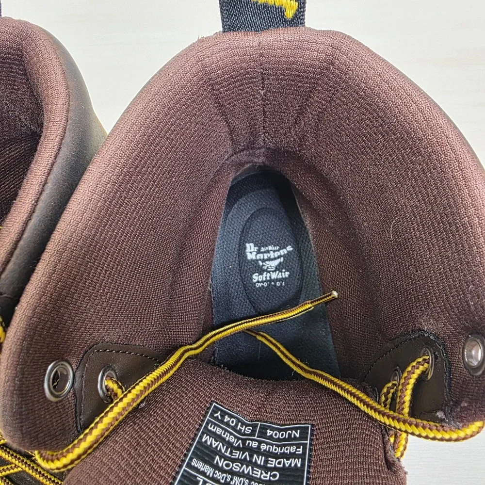 Dr. Martens Crewson Dark Brown Leather 8-Eye Lace Up Boots Mens 9 Womens 10